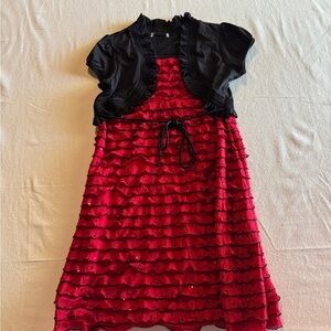 Speechless Red and Black Ruffled Dress with Bolero Girls Size M/L